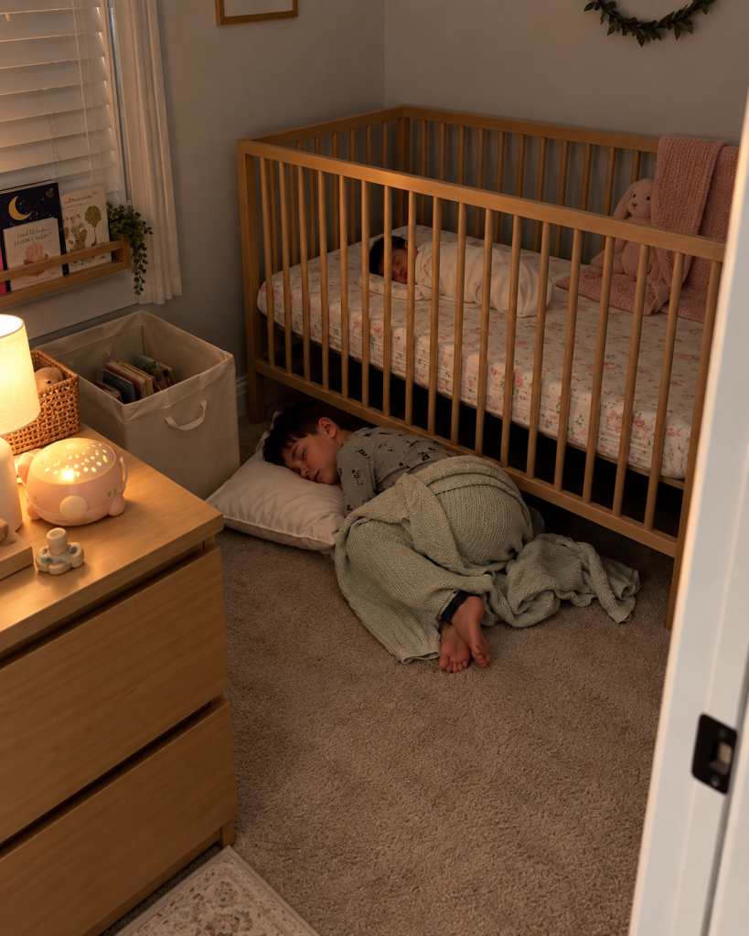 My 7-Year-Old Son Started Sleeping Under His Newborn Sister’s Crib – When I Heard What He Was Whispering to Her at 2 AM, I Went Pale